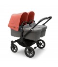 Bugaboo Donkey 5 Twin Gemelar negro gris melange rojo amanecer