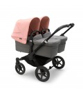 Bugaboo Donkey 5 Twin Gemelar negro gris melange rosa amanecer